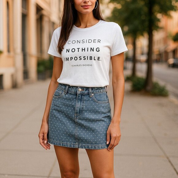 SOUL HONEY Charles Dickens Quote Graphic Tee S Consider Nothing Impossible - Picture 1 of 12